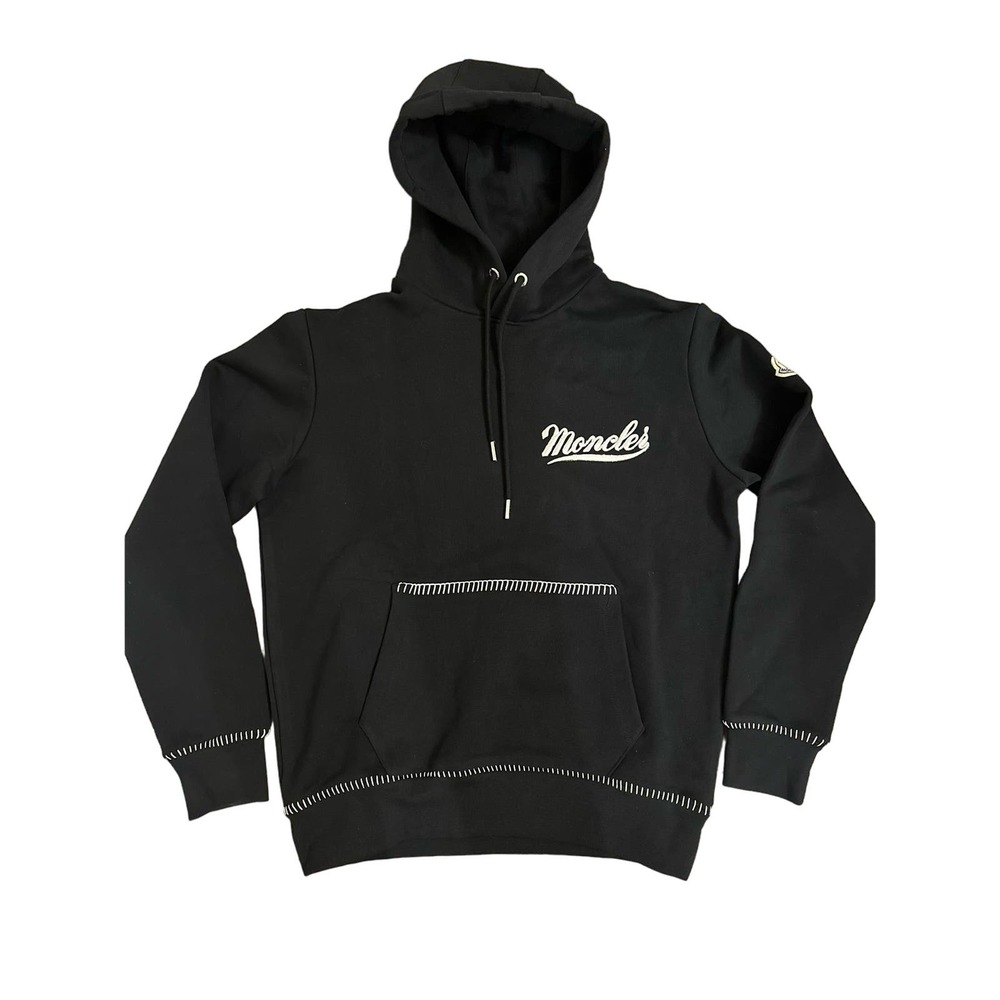NEW!  MONCLER logo hooded sweatshirt - men’s - SMALL - black‎